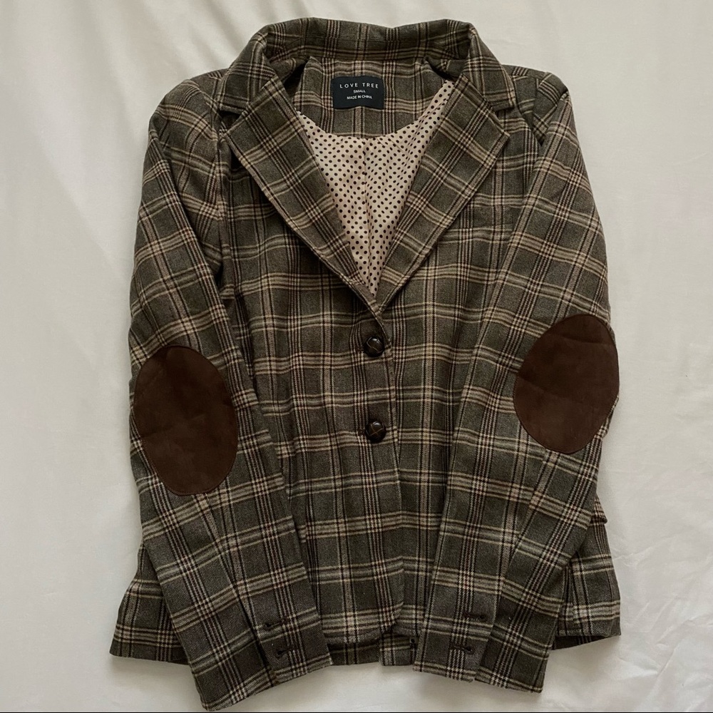 Vintage Brown Plaid Blazer (Small)